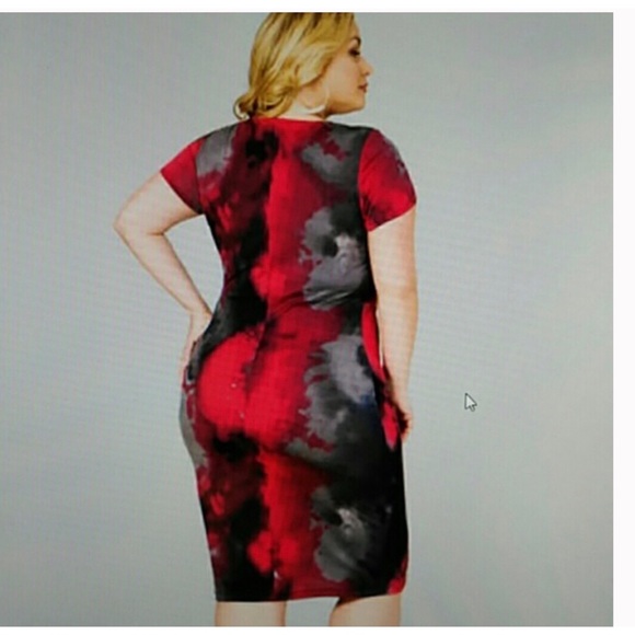 🌟HOST PICK🌟❤️🖤🤍 Tie Dye BodyCon Dress Size 26/28 - Picture 3 of 6